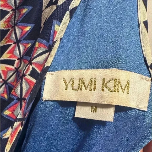 Yumi Kim Dream Maxi Silk Long Dress Gown High Neck Abstract Print Flowy Skirt M​ - Picture 9 of 15